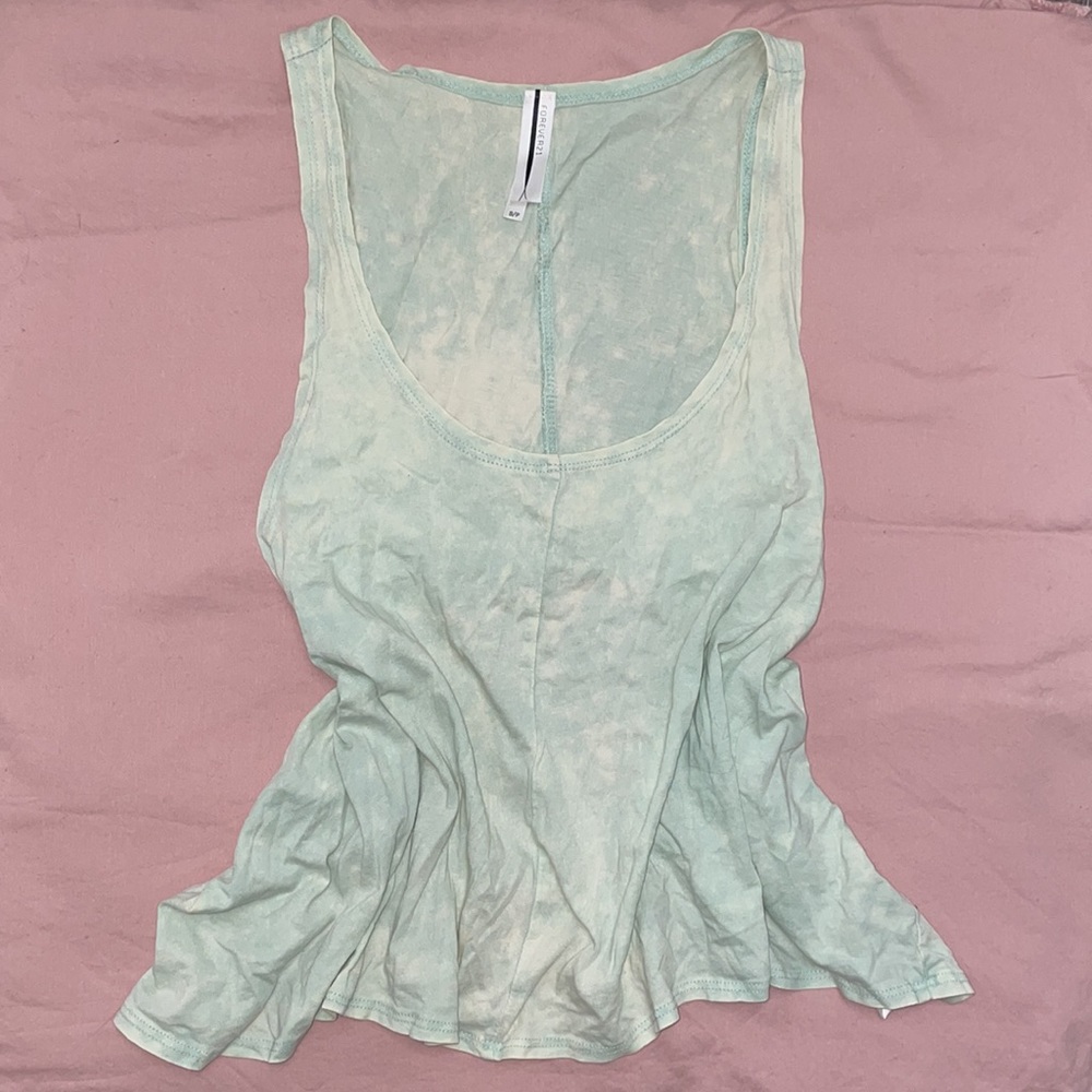 Soft sea green bleached tie die racer back tank